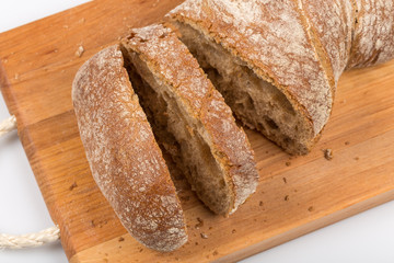 sliced bread on cutting board