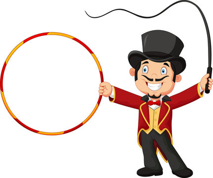 Cartoon tamer holding ring