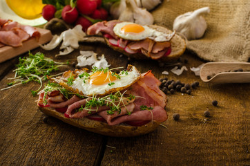 Smoked ham sandwich, rustic bread