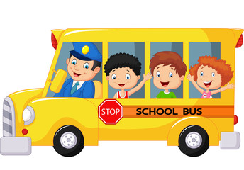 Happy children on a school bus © tigatelu