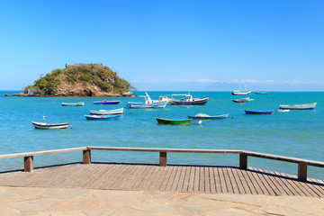 Fototapeta na wymiar Embankment , Boats, yachts, sea in Armacao dos Buzios, Brazil
