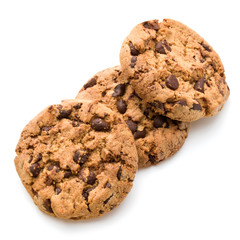 Chocolate cookies isolated on white background cutout