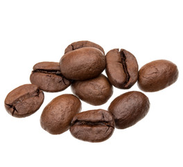 roasted coffee beans isolated in white background cutout