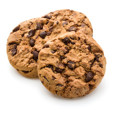 Chocolate cookies isolated on white background cutout