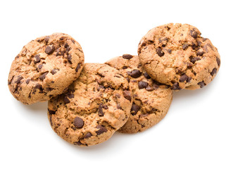 Chocolate cookies isolated on white background cutout