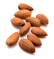 almond nuts isolated on white background close up