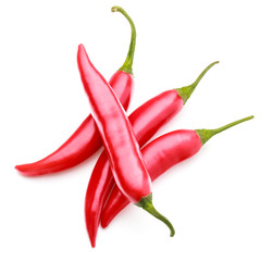red chili or chilli cayenne pepper isolated on white  background