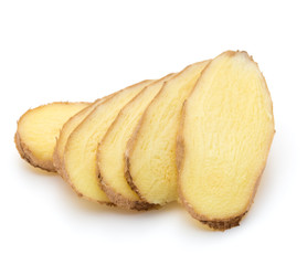 Fresh ginger root or rhizome isolated on white background cutout
