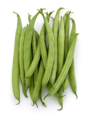 Green beans handful isolated on white background cutout