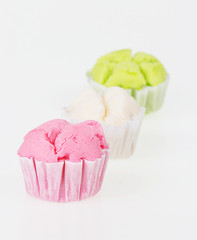 chinese new year cake, steamed sponge cake on white background,