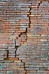 Cracked brick wall