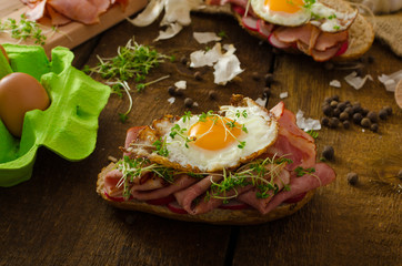 Smoked ham sandwich, rustic bread