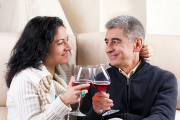 Couple Drinking A Glass Of Wine