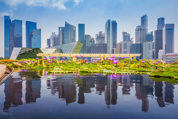 Singapore skyline of business district and Marina Bay in day, fo