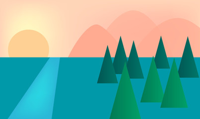 mountain and natural view vector