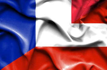 Waving flag of Austria and France