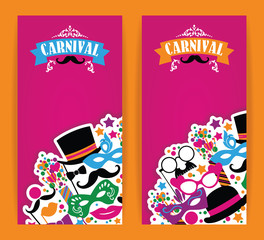 Celebration festive flyer with carnival icons and objects.
