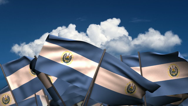 Waving El Salvadorian Flags