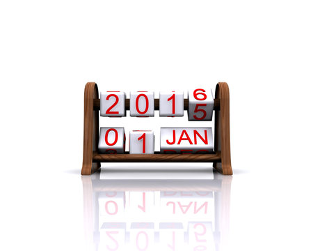 3D illustration - date, January 1, 2016, new year