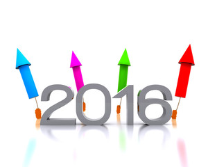 3D illustration - comes the new year with fireworks