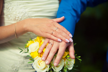 two hands with wedding rings