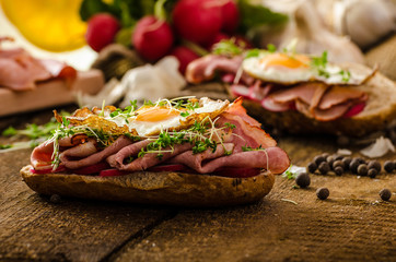 Smoked ham sandwich, rustic bread