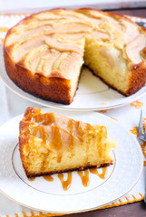 Slice of pear cake