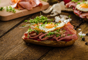 Smoked ham sandwich, rustic bread