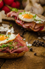 Smoked ham sandwich, rustic bread
