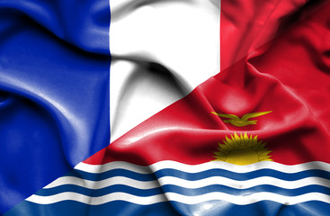 Waving flag of Kiribati and France