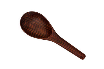 wooden rice ladle made from siamese rosewood isolated on white b