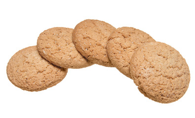 a lot of oatmeal cookies isolated on white background