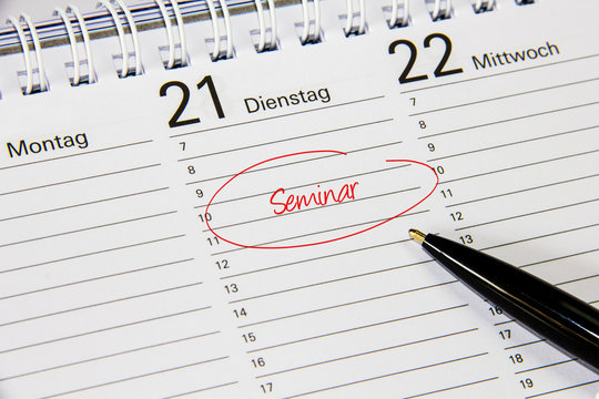Kalender mit Notiz Seminar