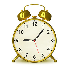 Gold alarm clock isolated