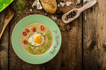 Hhomemade potato, bulls-eye fried egg