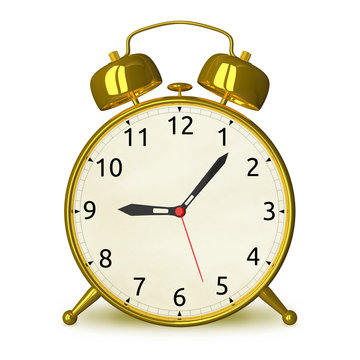 Gold Alarm Clock Isolated