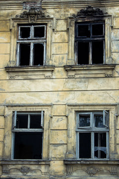 facade burning house