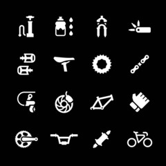 Set icons of bicycle parts and accessories