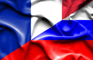 Waving flag of Russia and France