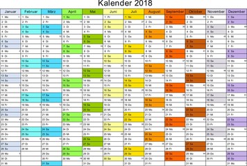 Kalender 2018 universal - ohne Feiertage