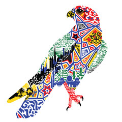 Fototapeta premium bird patterns and miniatures symbolizing UAE
