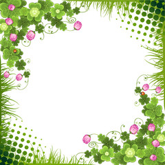 Background with clover and butterflies