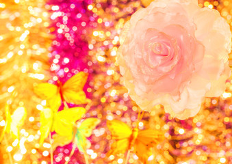 Decoration flower on background bokeh close-up