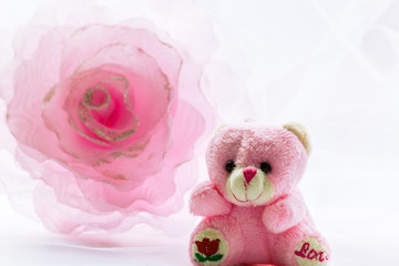 Decoration flower and teddy bear