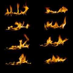 Collection of flames on black