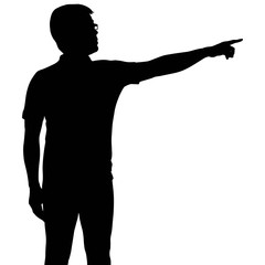 Silhouette man with hand pointing