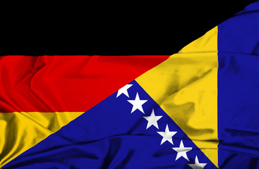 Waving flag of Bosnia and Herzegovina and Germany