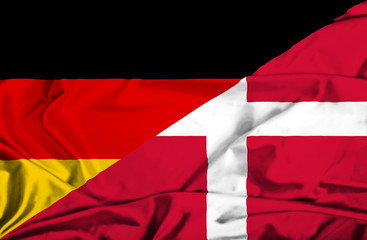 Waving flag of Denmark and Germany