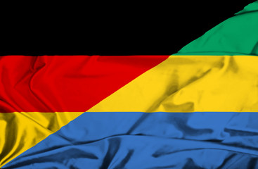 Waving flag of Gabon and Germany