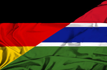 Waving flag of Gambia and Germany